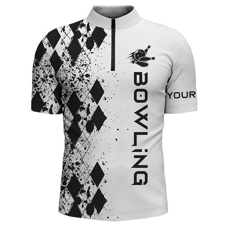 Custom Men's bowling shirt Quarter Zip custom color bowling shirts for men personalized bowling gifts