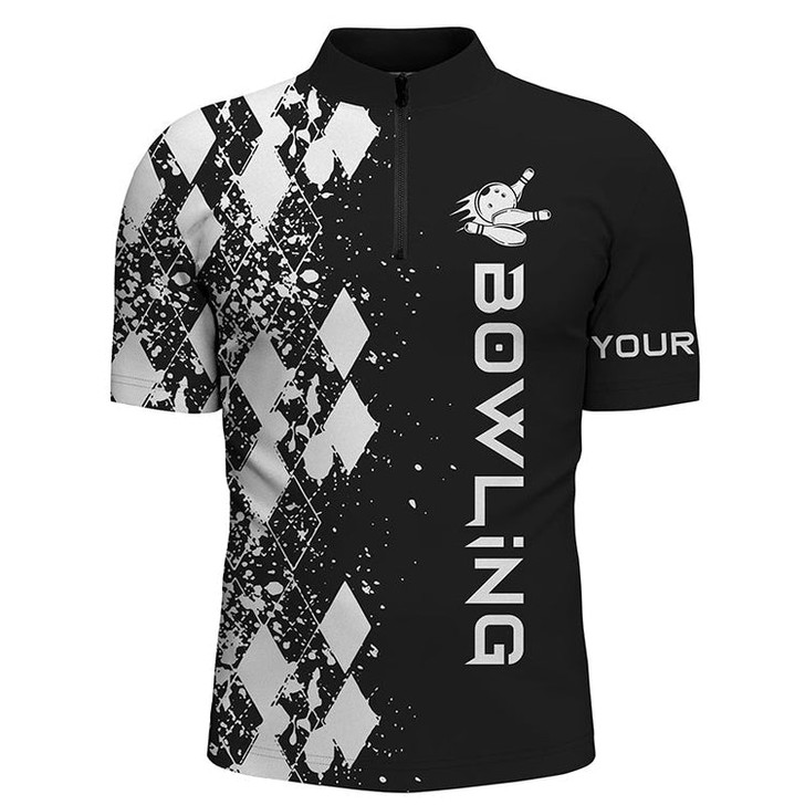 Custom Men's bowling shirt Quarter Zip custom color bowling shirts for men personalized bowling gifts