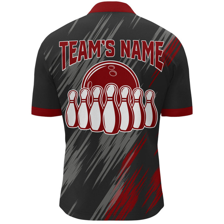 Custom Punisher Skull Bowling Quarter-Zip Shirt For Men Black & Red Bowling Jersey Bowling Team Shirt