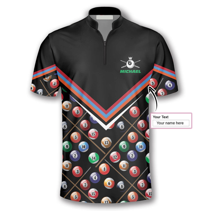Custom Billiard Pattern In Black Custom Billiard Jerseys for Men, Personalized Name Billiard Shirt, Idea Gift for Billiard Player