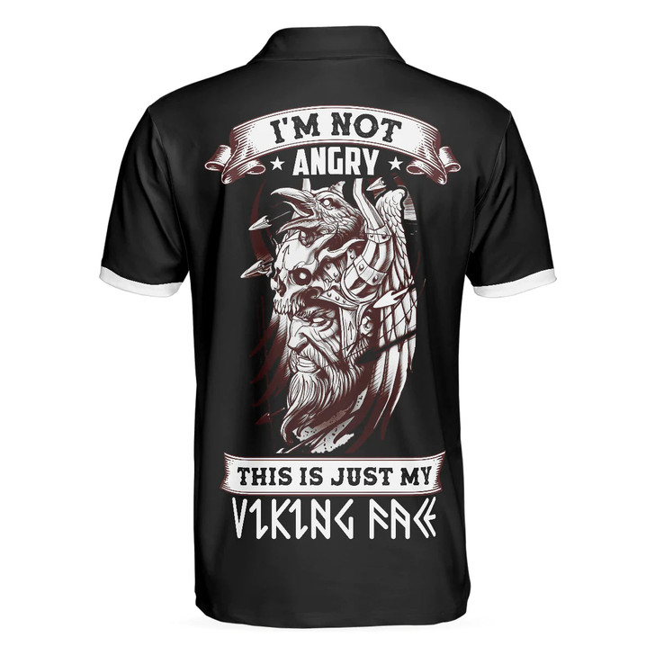 Cool Black Viking Men Polo Shirt, I'm Not Angry This Is Just My Viking Face Polo Shirt, Best Golf Shirt For Men, Gift For Golfers