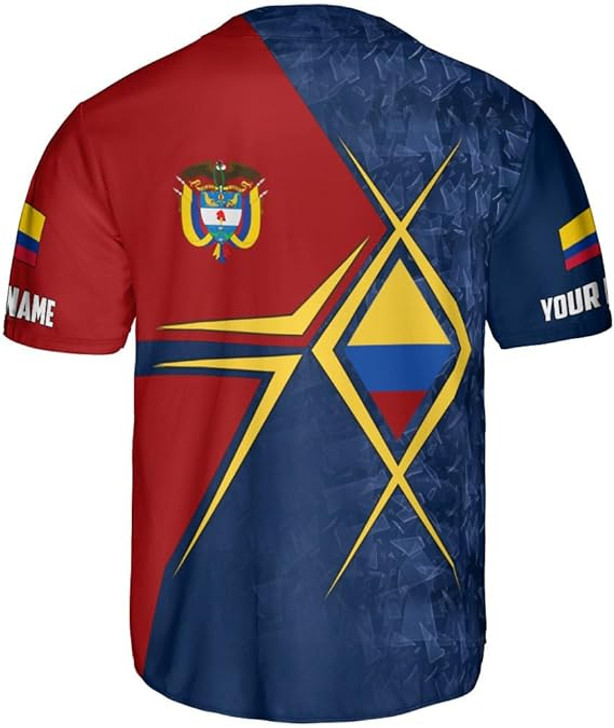 Personalized Colombia Baseball Jersey Custom Colombia Flag Shirts for Men