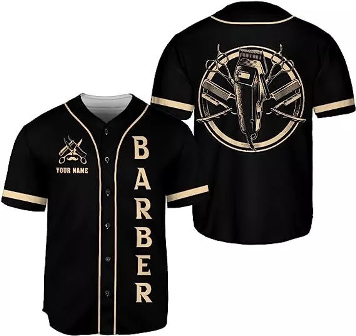 Custom Barber Shop Baseball Jersey, Hairdresser Baseball Jersey Barber To