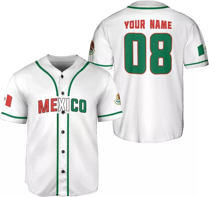 Custom Personalized Mexico Baseball Jersey, Mexican Baseball Jersey for Men Women