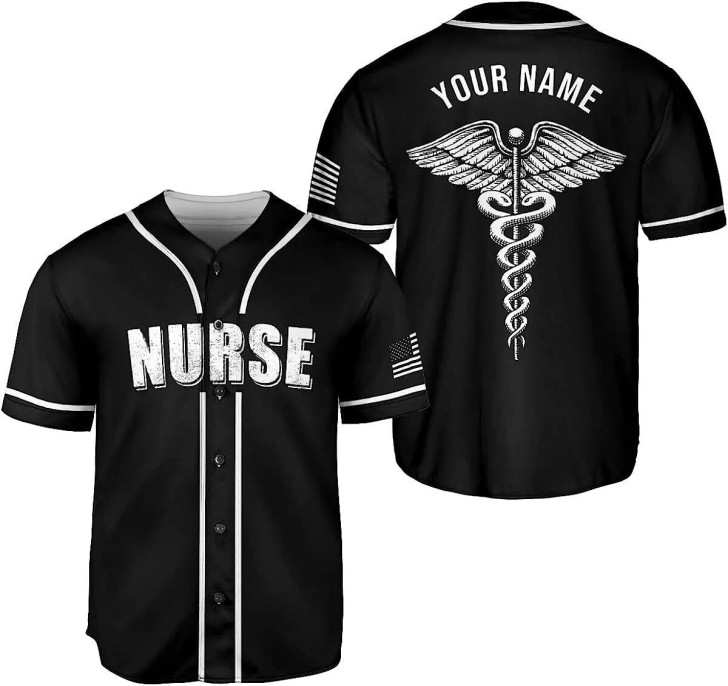 Custom Personalized Nurse Baseball Jersey, Flag Nurse Graduation Baseball Jersey Custom