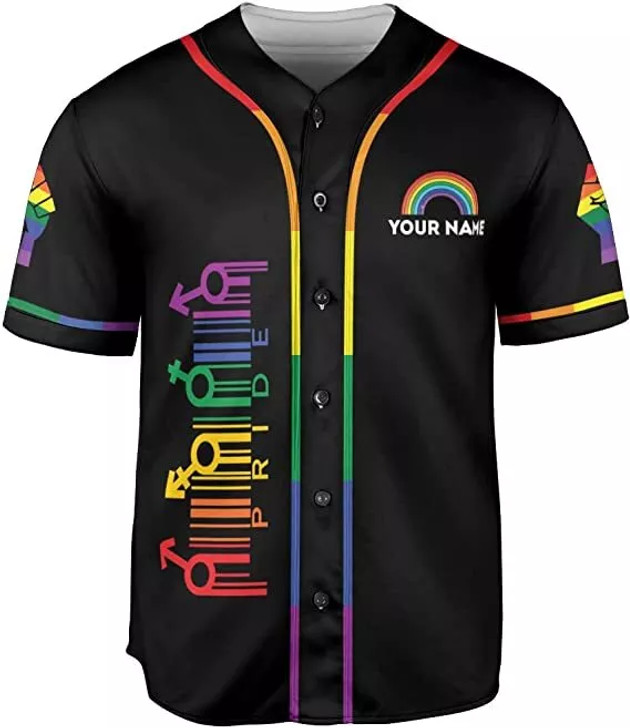 Custom Personalized LGBT Pride Baseball Jersey LGBT Flag Rainbow Baseball Jersey LGBT