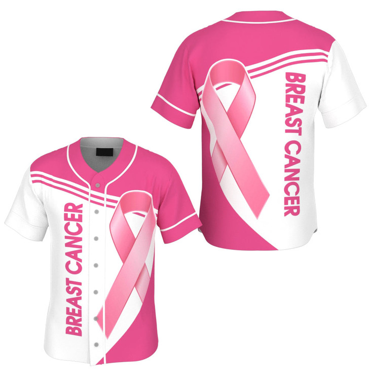 Breast Cancer Awareness Pink Ribbon Baseball Jersey, Gift For Breast Cancer Survivor
