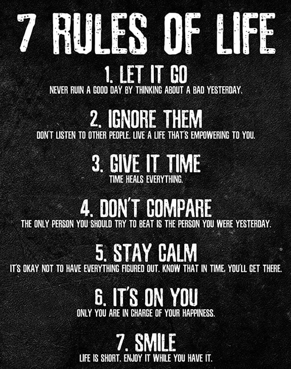 Life Poster, 7 Rules Of Life, Let It Go Ignore Them Give It Time Don’t Compare Poster and Canvas
