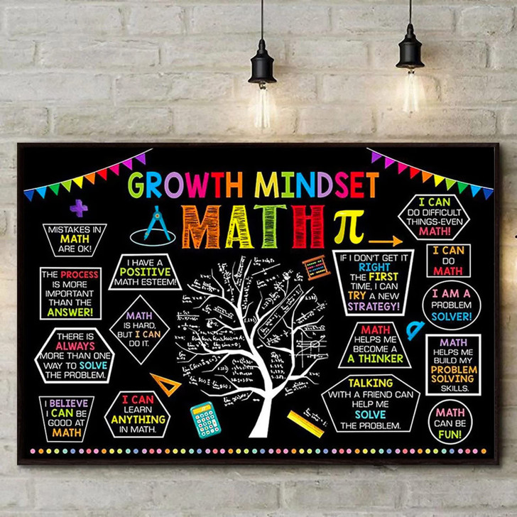 Growth Mindset Math Mistakes In Math Are Ok I Have A Positive Math Esteem, Math Lover Poster and Canvas