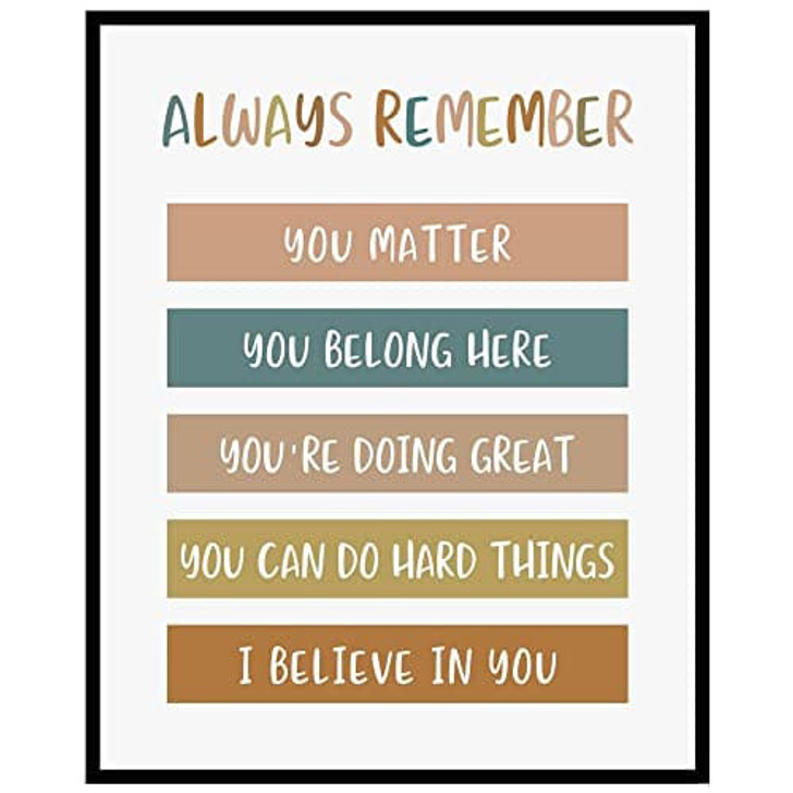 Always Remember You Matter You Belong Here You’re Doing Great You Can Do Hard Things I Believe In You Poster and Canvas