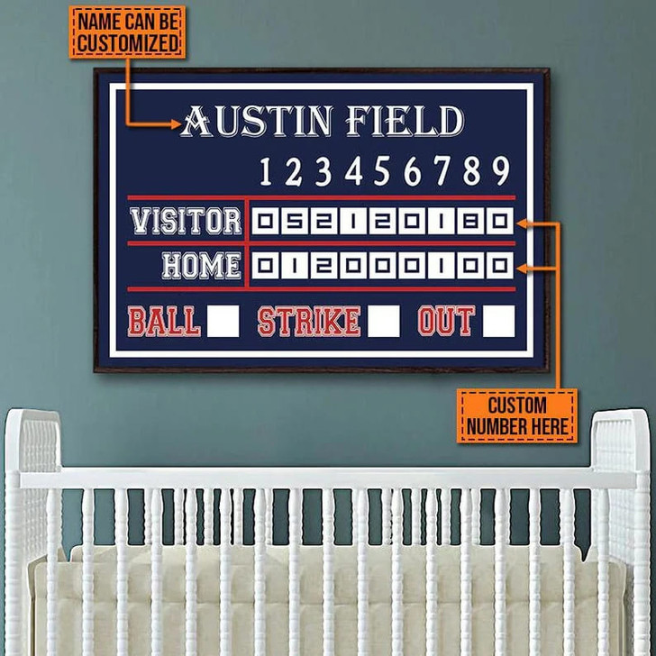 Custom Home Poster, Baseball Lover, Baseball Decor Customized Personalized NAME/NUMBER Poster and Canvas