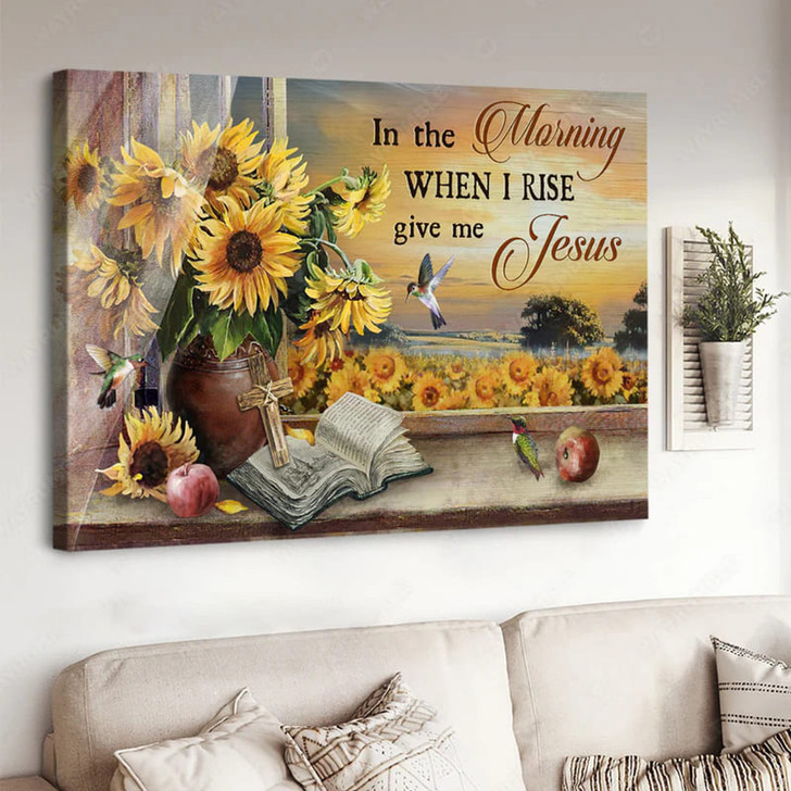 Hummingbird Poster, Sunflower Lover, In The Morning When I Rise Give Me Jesus Poster and Canvas