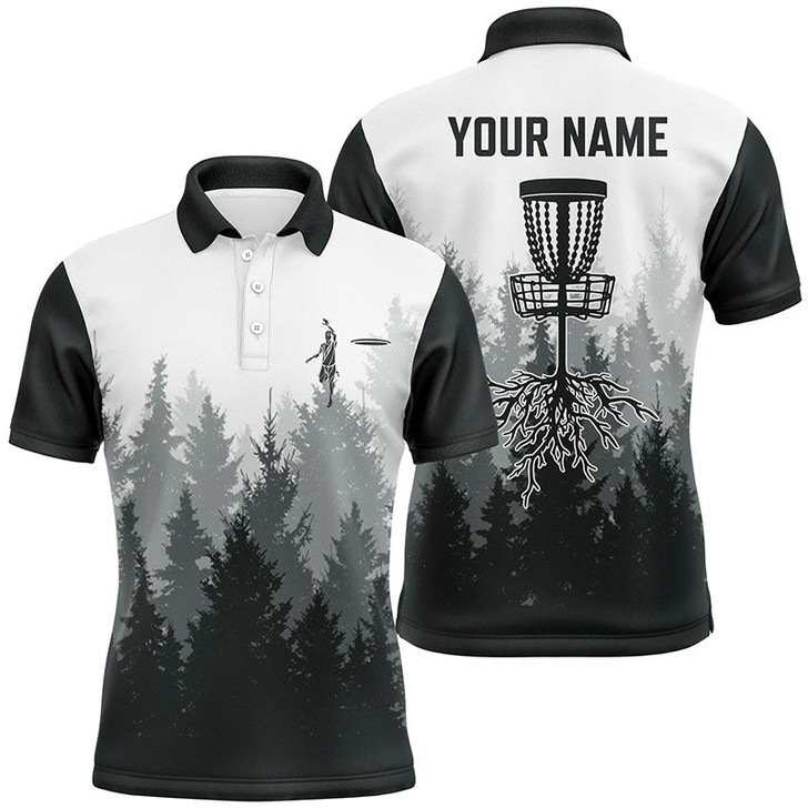 Custom Disc Golf Men Polo Shirt - Disc Golf Basket Hole In The Woods Custom Name Multicolor Apparel - Personalized Gift For Disc Golf Lover, Men, Husband, Team