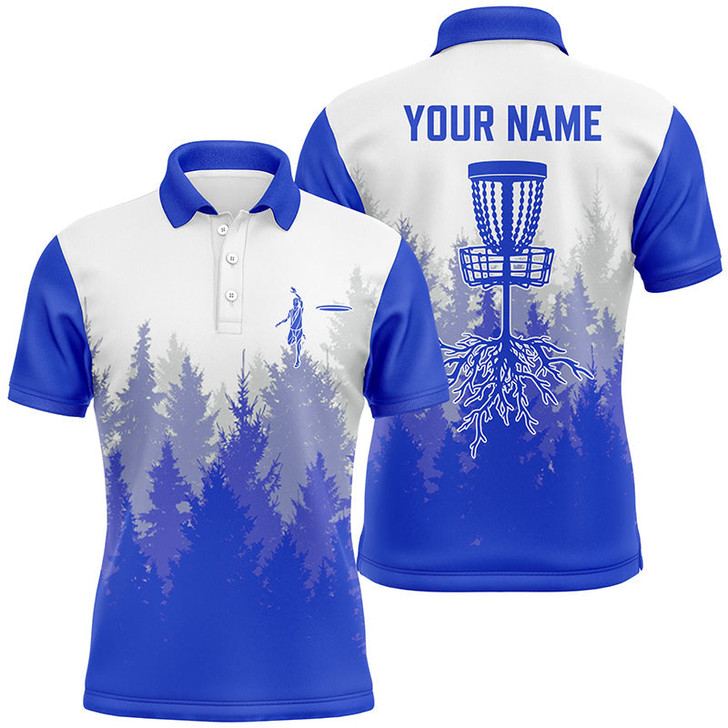 Custom Disc Golf Men Polo Shirt - Disc Golf Basket Hole In The Woods Custom Name Multicolor Apparel - Personalized Gift For Disc Golf Lover, Men, Husband, Team