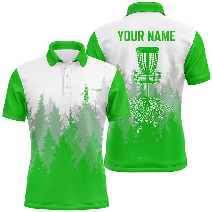 Custom Disc Golf Men Polo Shirt - Disc Golf Basket Hole In The Woods Custom Name Multicolor Apparel - Personalized Gift For Disc Golf Lover, Men, Husband, Team