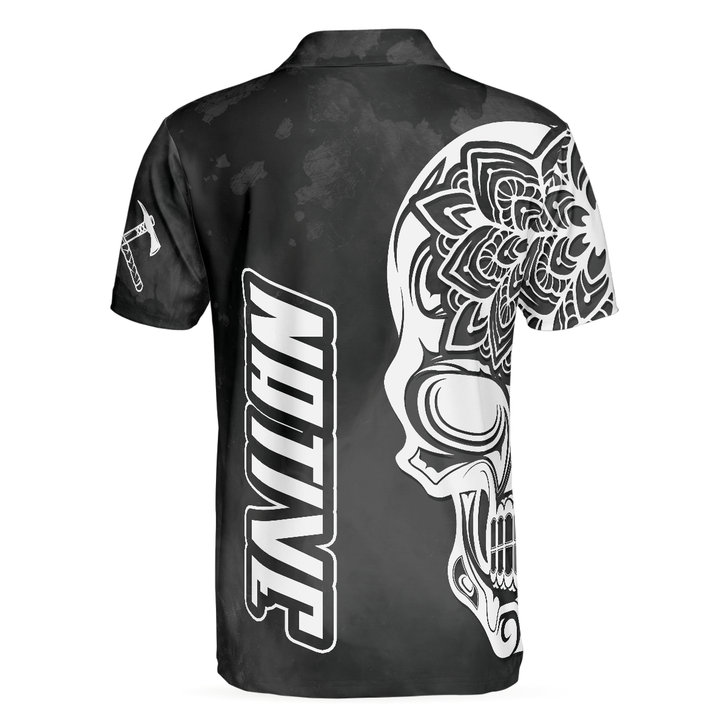 Aged And Worn Haida Native Skull Native American Men Polo Shirt, Mandala Skull Native American Shirt For Men, Gift For Golfers