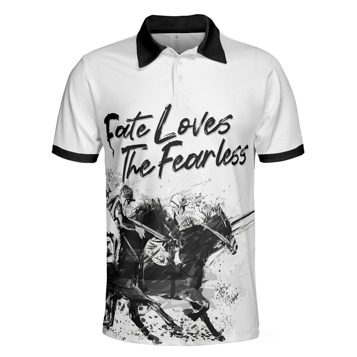 Horse Rider Men Polo Shirt, Fate Loves The Fearless Horse Riding Polo Shirt, Horse Riding Shirt For Men, Gifts for Equestrians