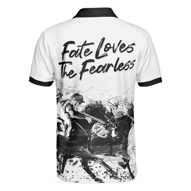Horse Rider Men Polo Shirt, Fate Loves The Fearless Horse Riding Polo Shirt, Horse Riding Shirt For Men, Gifts for Equestrians