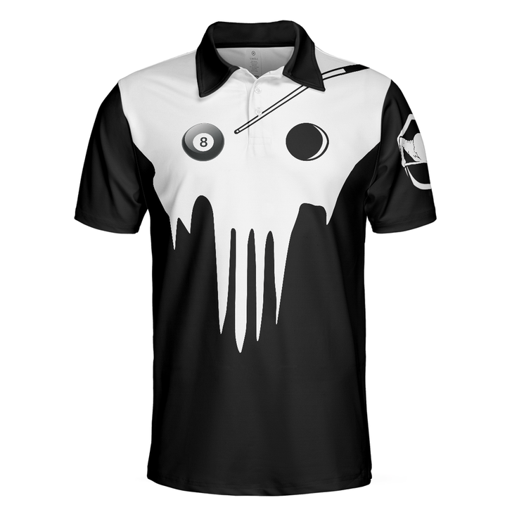 Skull Billiards Polo Shirt, Black And White Billiards Shirt For Billiards Lovers, Basic Shirt Design For Men - Perfect Gift For Men, Billiard Players