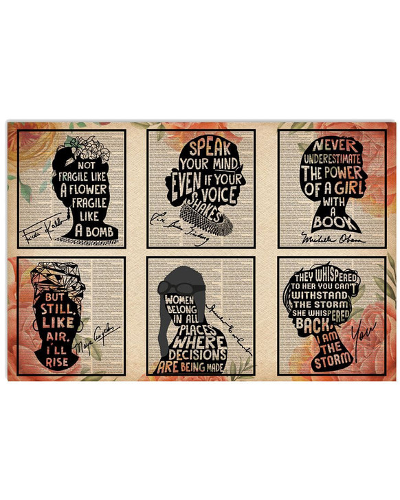 Michelle Obama, Ruth Bader Ginsburg, Frida Kahlo, Not Fragile Like A Flower Fragile Like A Bomb Poster and Canvas