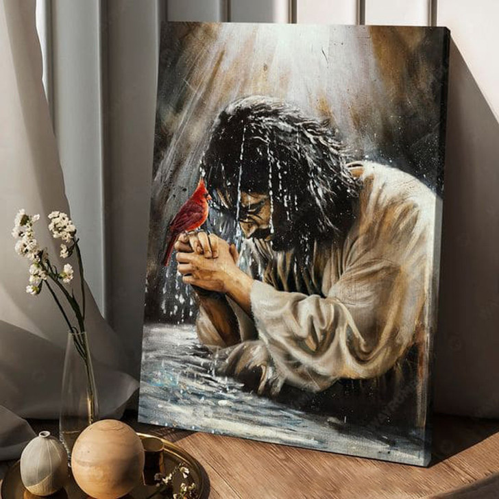 Jesus Poster, Cardinal Bird, God Poster Decor Poster and Canvas
