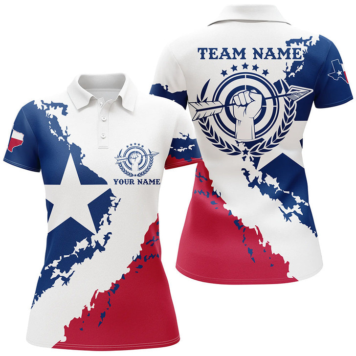 Custom Personalized Texas Archery Polo Shirts For Women Custom Texas Flag Shirts For Archery Lover TDM0579