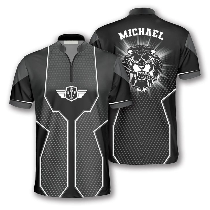 Custom Black Lion Head Custom Darts Jerseys for Men, 3D All Over Print Top Dart Shirt