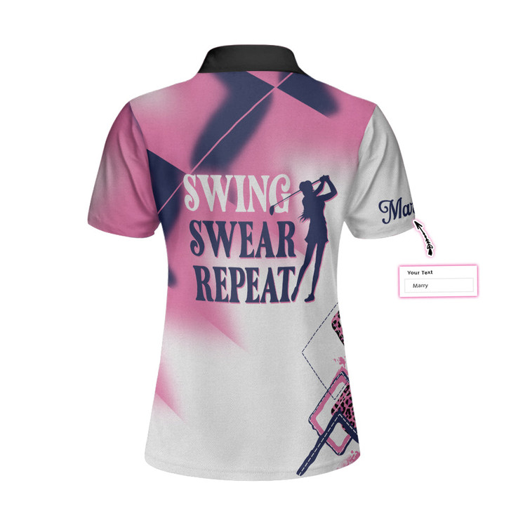 Custom Swing Swear Repeat Custom Short Sleeve Women Polo Shirt - Perfect Gift For Women