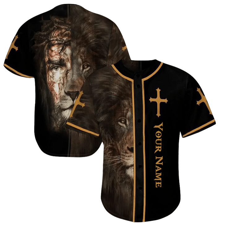 Personalized Jesus Baseball Jersey - Cross, Lion Baseball Jersey - Gift For Christians - Custom Printed 3D Baseball Jersey Shirt For Men and Women