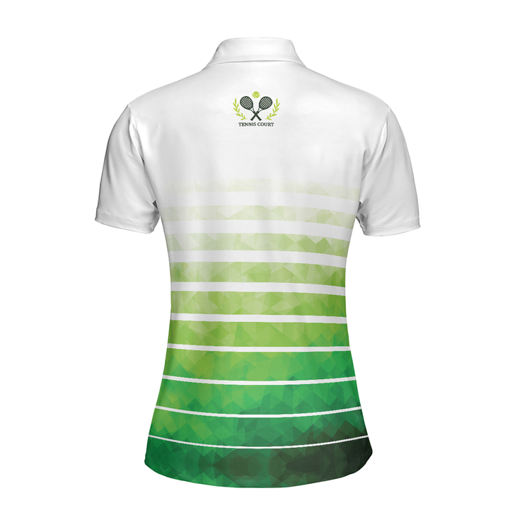 Tennis Women Polo Shirt, Abstract Green Geometric Tennis Short Sleeve Women Polo Shirt, Gift Ideas For The Golf And Tennis Lover