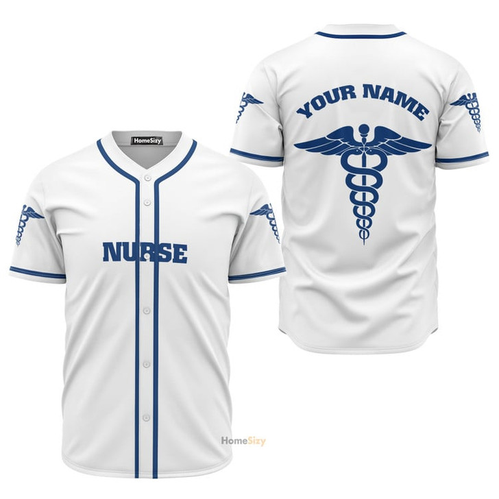Nurse Blue And White - Baseball Jersey