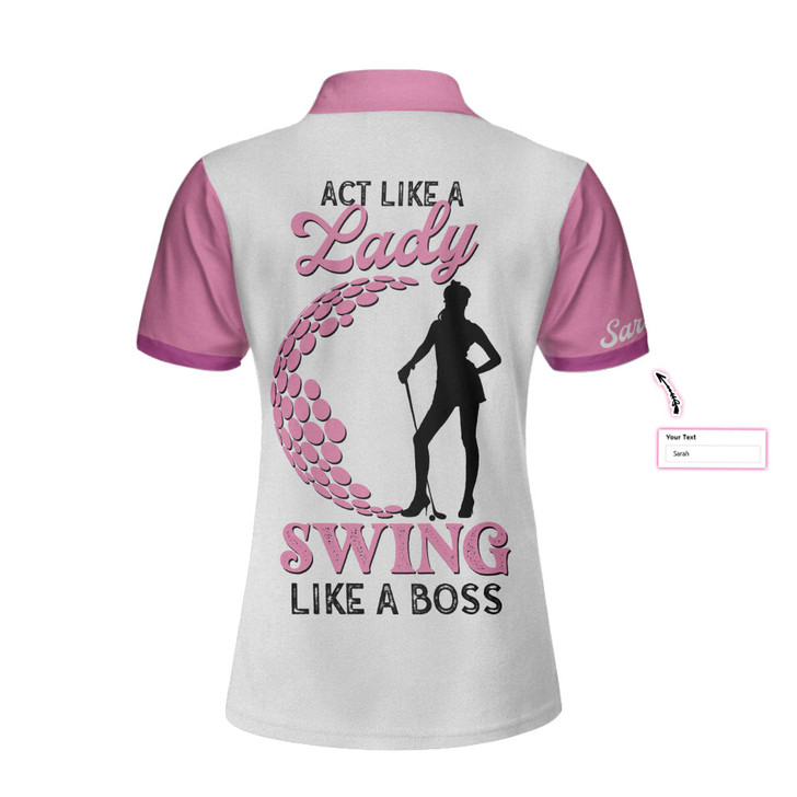 Custom Personalized Leopard Pattern Women Polo Shirt, Golf Act Like A Lady Custom Women Short Sleeve Shirt With Sayings, Best Golf Shirt For Golfers