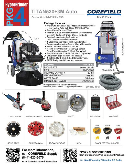  Titan530P + HGVAK3MAuto Floor Grinder and Vac Startup Package 