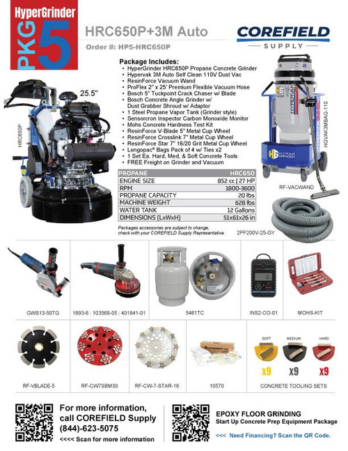  HRC650P + HGVAK3MAuto Floor Grinder and Vac Startup Package 