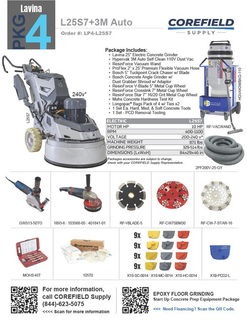 Lavina L25S7 + HGVAK3MAuto Floor Grinder and Vac Startup Package 
