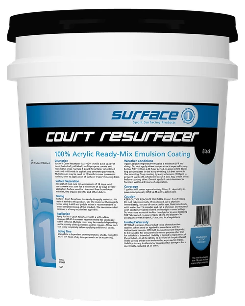 JETCOAT ACRYLIC COURT RESURFACER, BLACK, 5 Gal