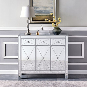 40" Silver Glass Three Drawer Sideboard with Three Doors N270-401708