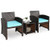 3 Pieces PE Rattan Wicker Furniture Set with Cushion Sofa Coffee Table for Garden-Turquoise - Color D681-HW67813TU