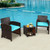 3 Pieces PE Rattan Wicker Furniture Set with Cushion Sofa Coffee Table for Garden-Turquoise - Color D681-HW67813TU