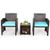 3 Pieces PE Rattan Wicker Furniture Set with Cushion Sofa Coffee Table for Garden-Turquoise - Color D681-HW67813TU