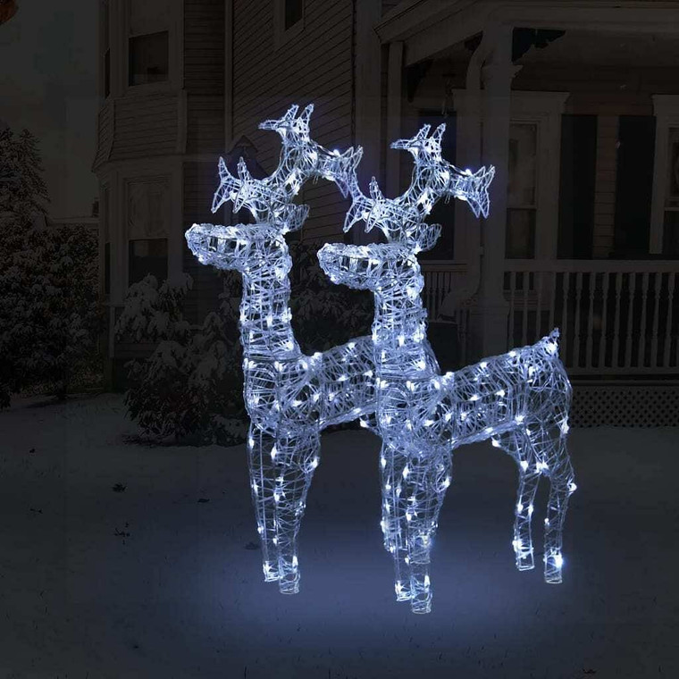 vidaXL Reindeer Christmas Decoration Set of 2 Cool White Acrylic Large A949-3154336