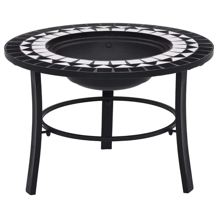vidaXL Mosaic Fire Pit Black and White 26.8" Ceramic A949-46721