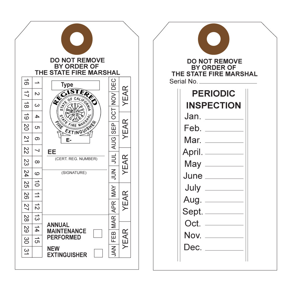 custom california fire extinguisher recharge tag