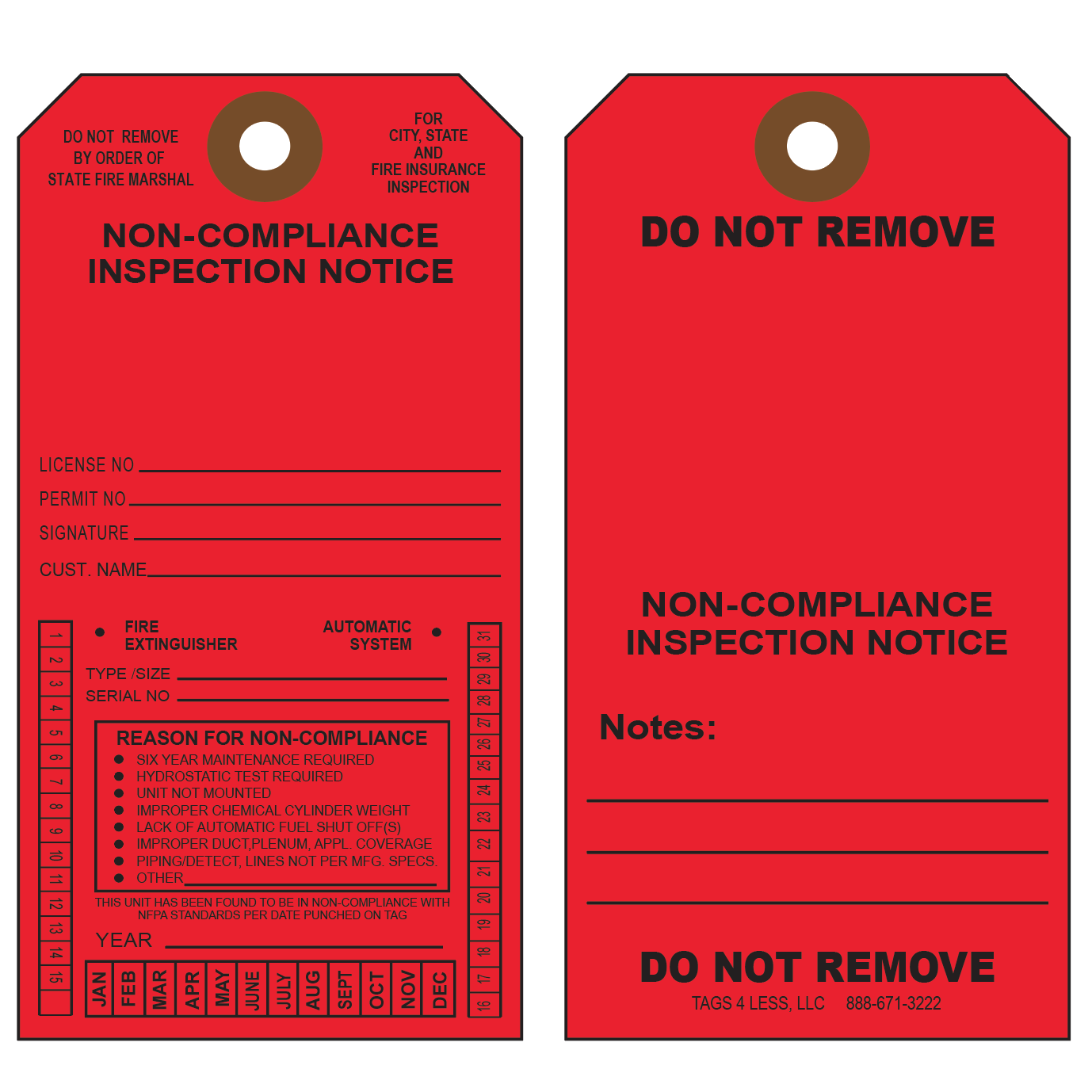 Custom Georgia State Printed Fire Extinguisher Tags