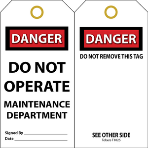 Do Not Operate Maintenance Department