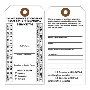 Texas WhiteService Fire Sprinkler Inspection Tag Texas WhiteService Fire Sprinkler Inspection Tag