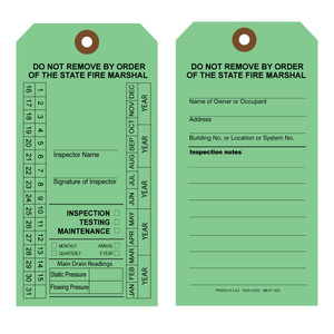 New York Light Green Inspection Maintenance Sprinkler tags New York Light Green Inspection Maintenance Sprinkler tags