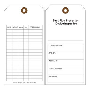 Waterproof Backflow Inspection Tag Form 4 Waterproof Backflow Inspection Tag Form 4