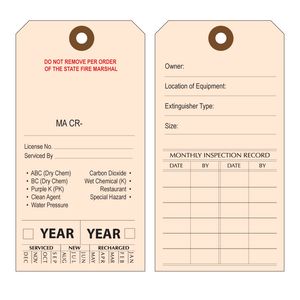 Massachusetts Fire Extinguisher Inspection Tags Massachusetts Fire Extinguisher Inspection Tags