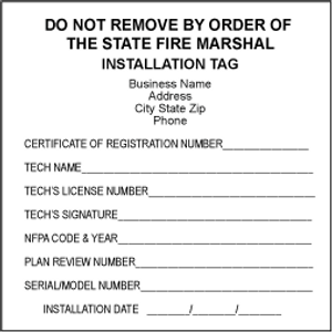 Louisiana White Installation Fire Sprinkler Inspection Label